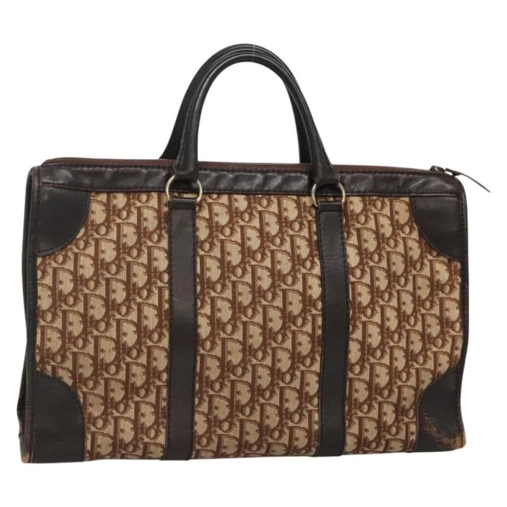 Christian Dior Trotter Canvas Hand Bag Brown Gold Auth 137848 - Picture 2 of 16